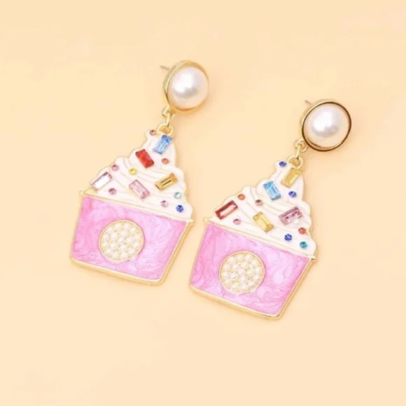 ❤️ FREE Ice Cream Candy Snacks Boho Rhinestone Peasant Hipster Hippie Earrings - Picture 3 of 3
